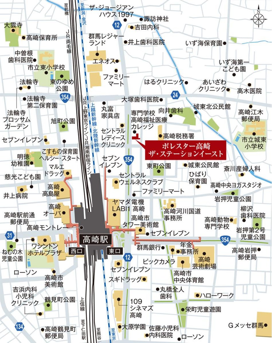 ポレスター高崎ザ・ステーションイーストの現地案内図