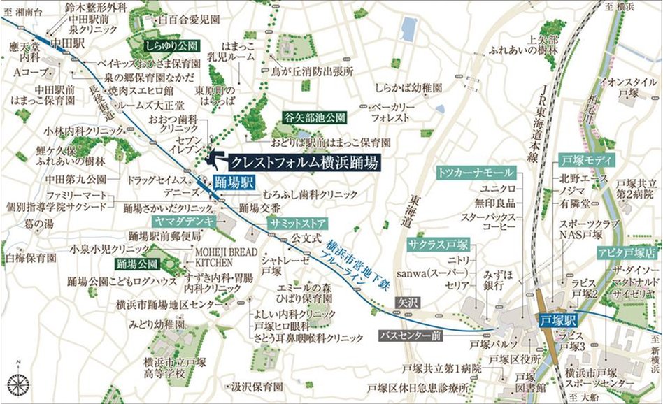 クレストフォルム横浜踊場の現地案内図