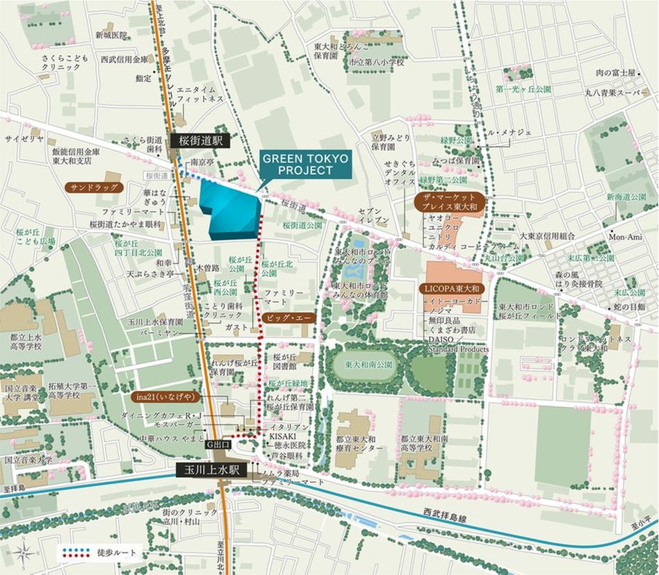 GREEN TOKYO PROJECT / クロスアリーナ玉川上水の現地案内図