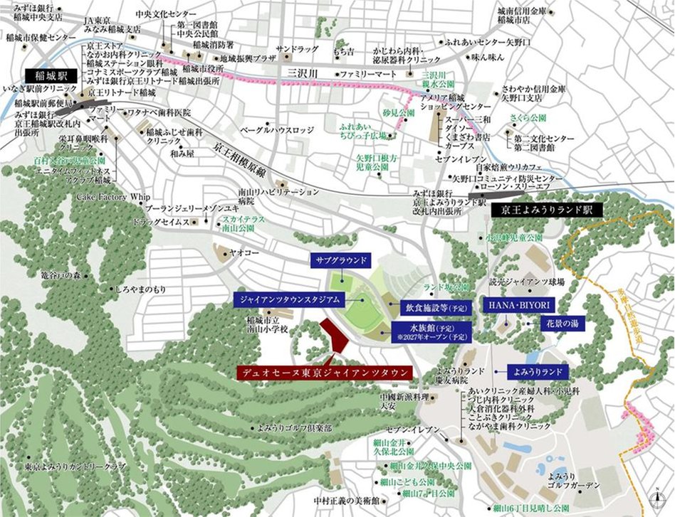 デュオセーヌ東京ジャイアンツタウンの現地案内図