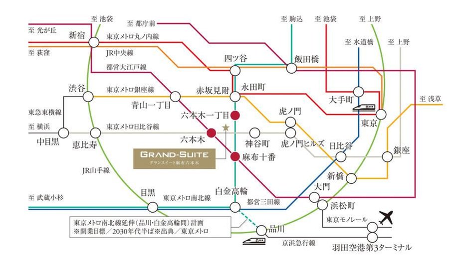 グランスイート麻布六本木の交通アクセス図