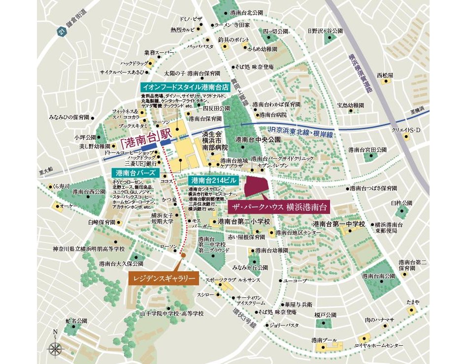 ザ・パークハウス 横浜港南台の現地案内図