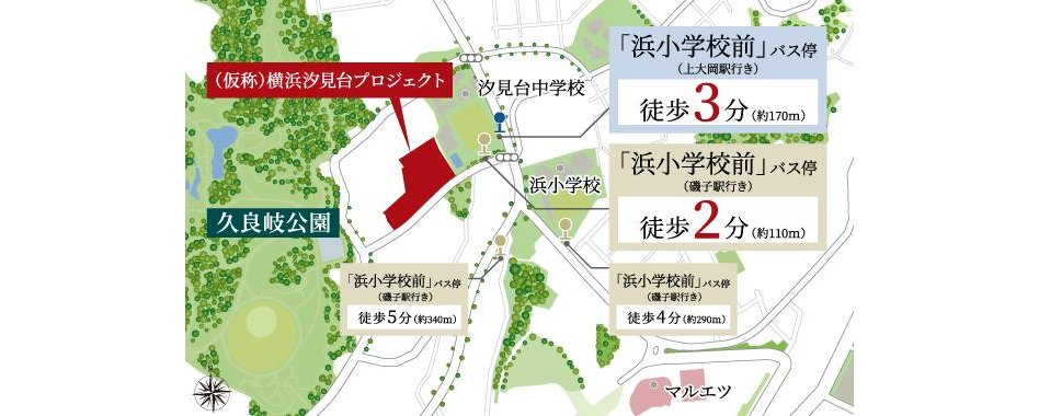 （仮称）横浜汐見台プロジェクトの現地案内図