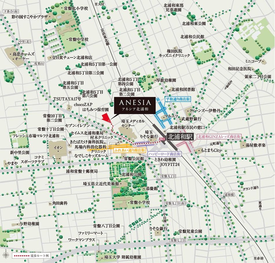 アネシア北浦和の現地案内図