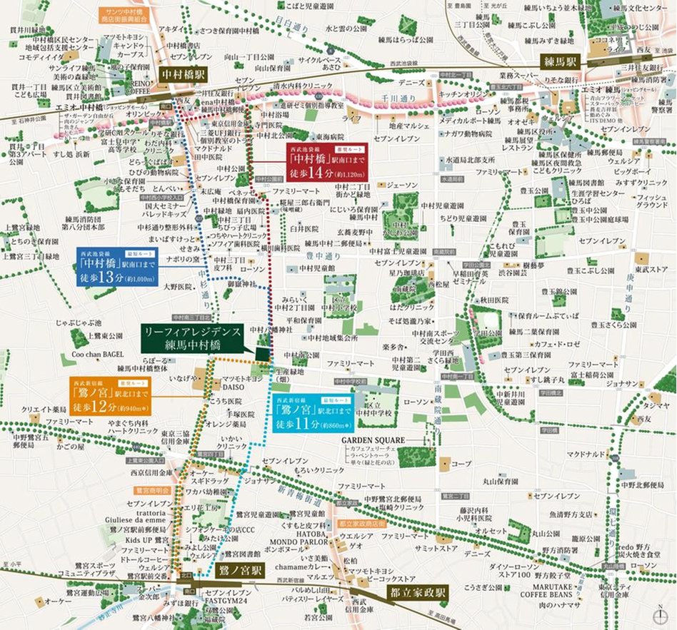 リーフィアレジデンス練馬中村橋の現地案内図