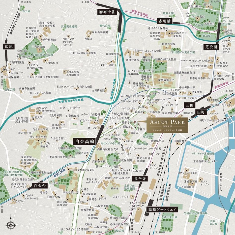 アスコットパークグラン白金高輪の現地案内図