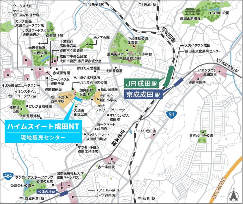 ハイムスイート成田NTの現地案内図