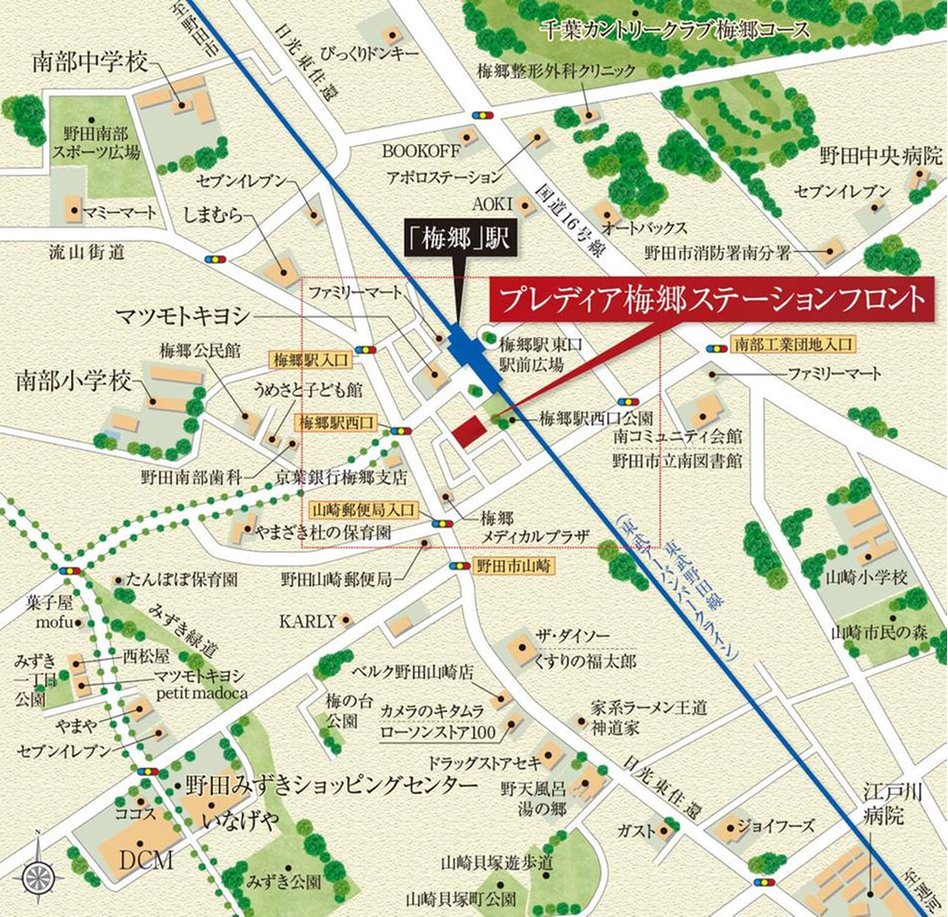 プレディア梅郷ステーションフロントの現地案内図