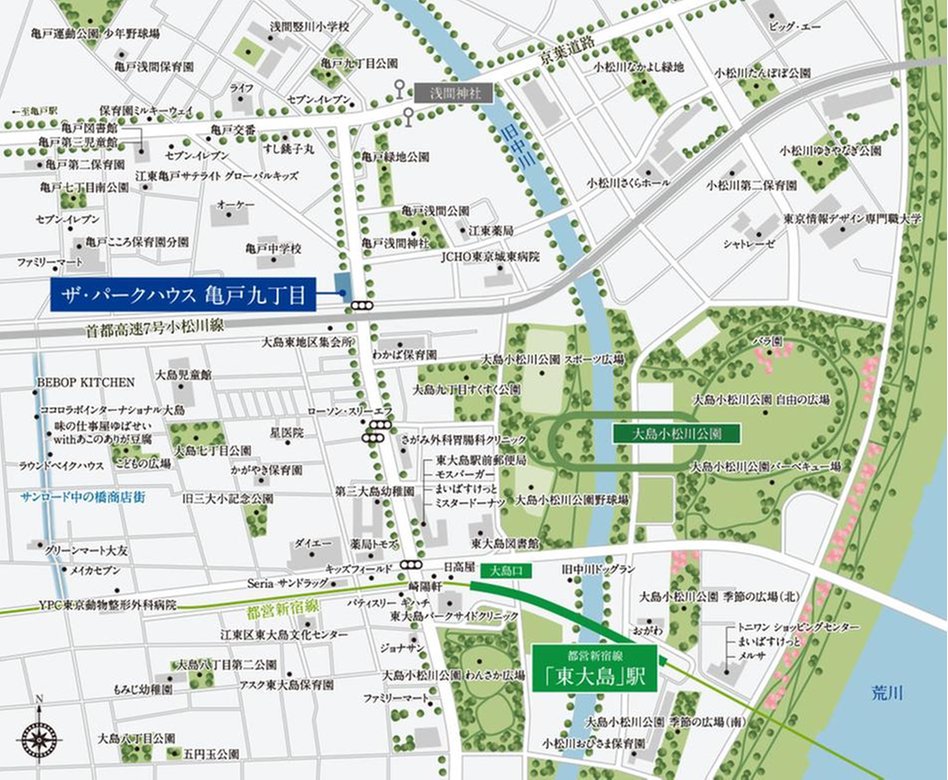 ザ・パークハウス 亀戸九丁目の現地案内図