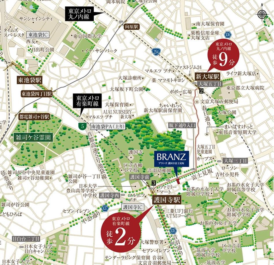 ブランズ護国寺富士見坂の現地案内図