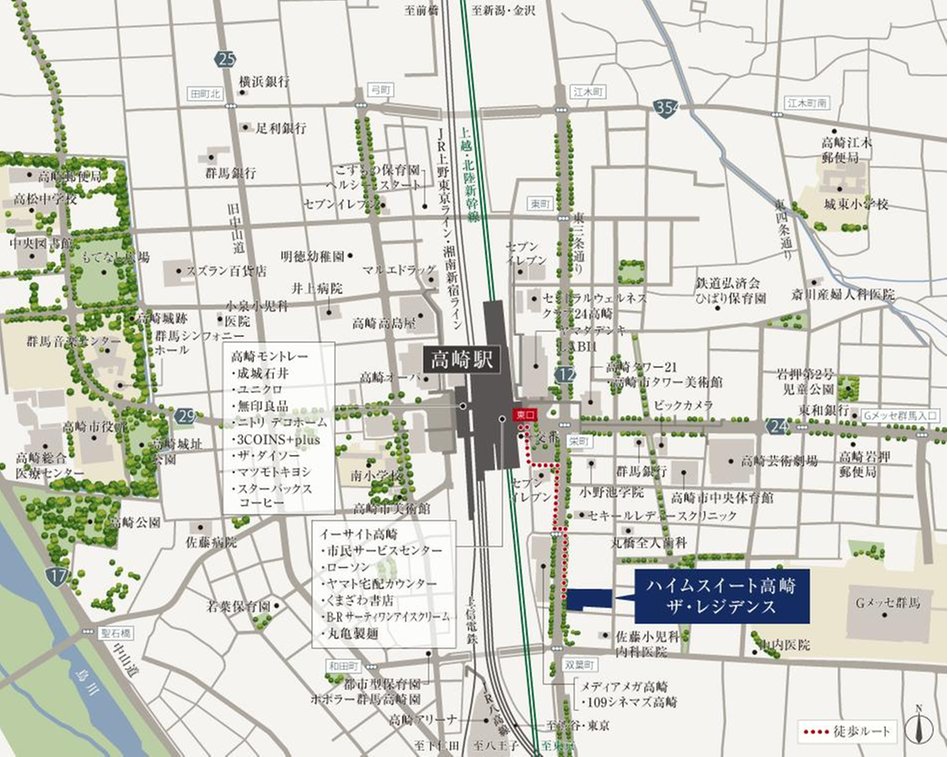 ハイムスイート高崎　ザ・レジデンスの現地案内図