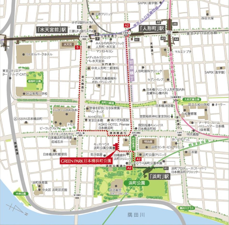 GREEN PARK 日本橋浜町公園の現地案内図