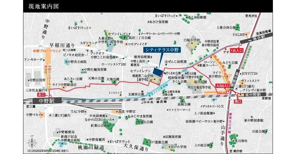 シティテラス中野の現地案内図