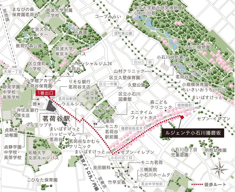 ルジェンテ小石川播磨坂の現地案内図