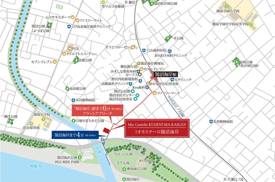 ミオカステーロ鵠沼海岸の現地案内図