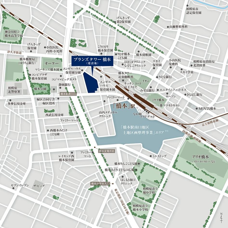 ブランズタワー橋本の現地案内図