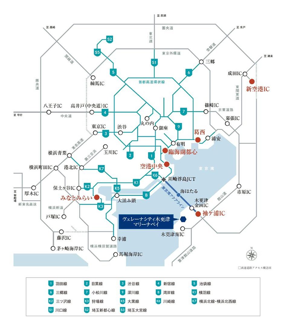 ヴェレーナシティ木更津マリーナベイの交通アクセス図