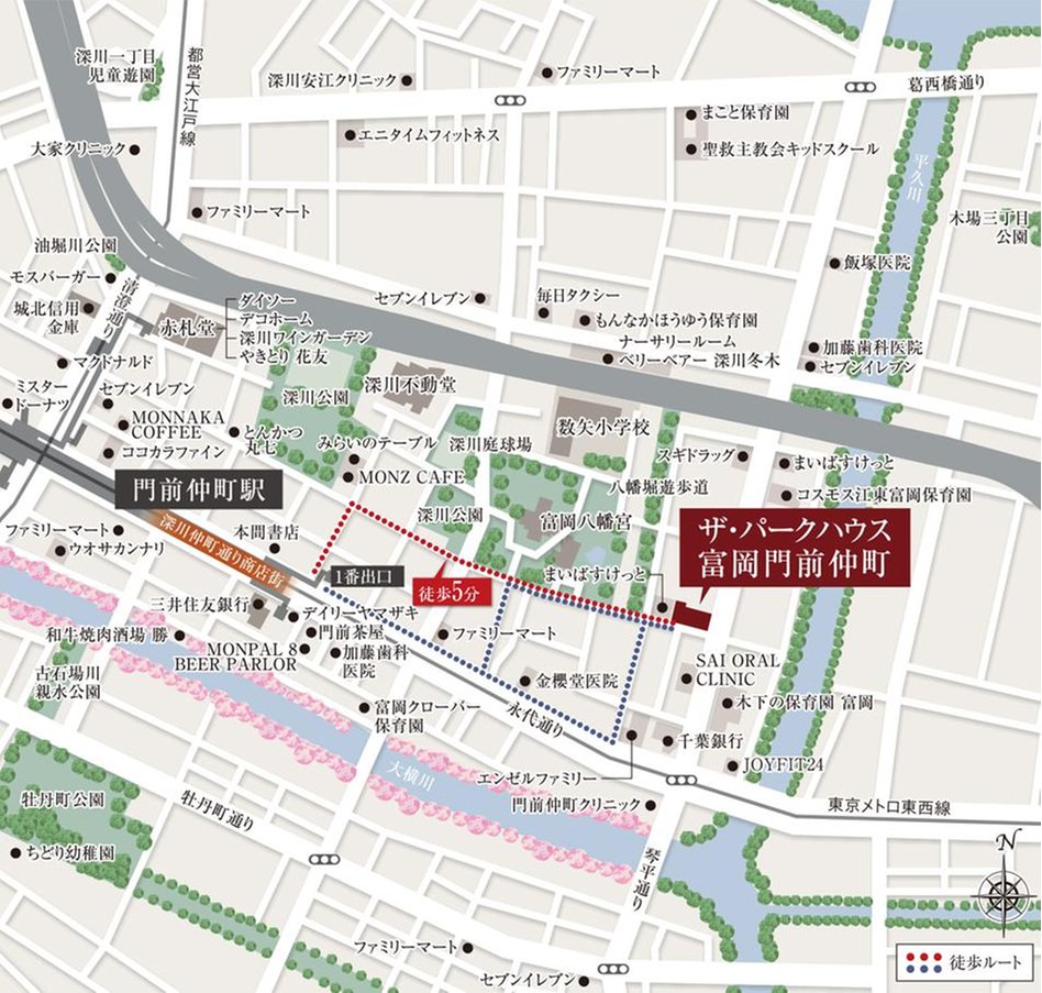 ザ・パークハウス 富岡門前仲町の現地案内図