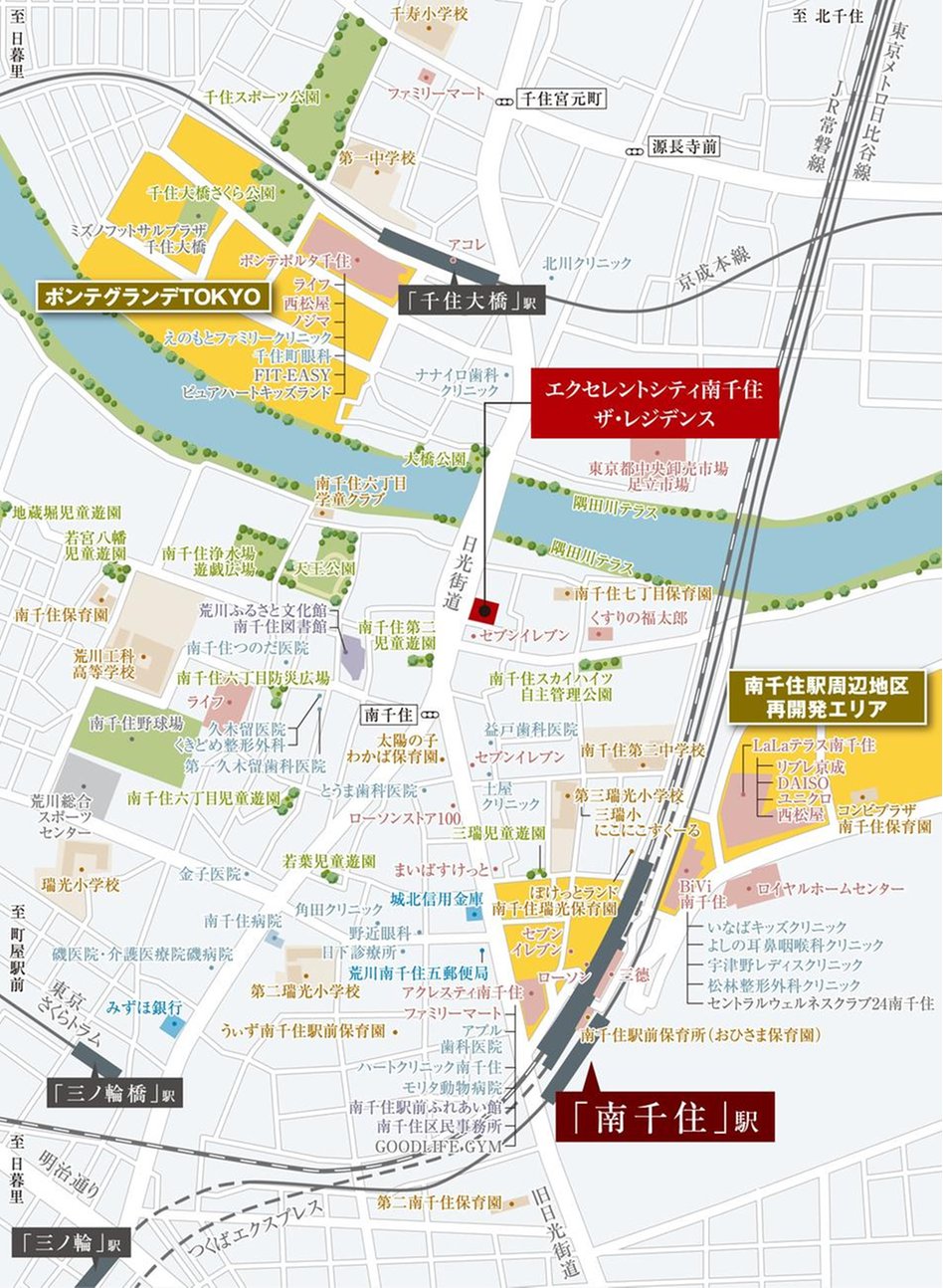エクセレントシティ南千住ザ・レジデンスの現地案内図
