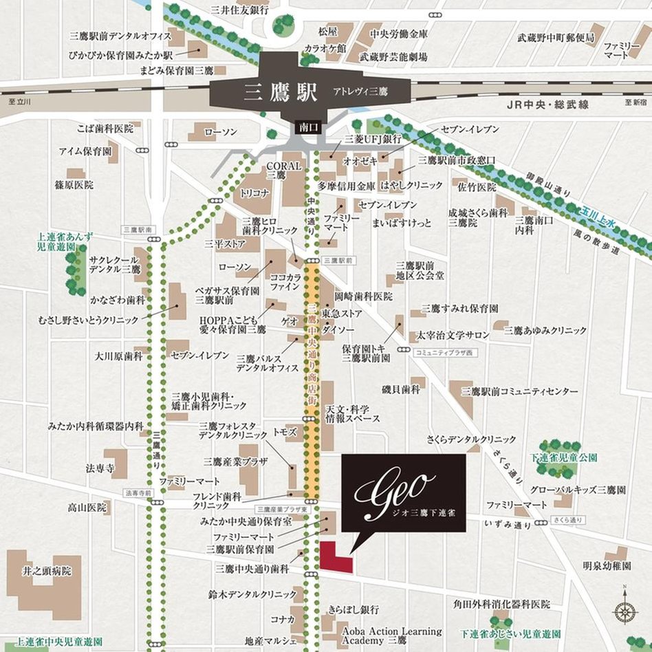 ジオ三鷹下連雀の現地案内図