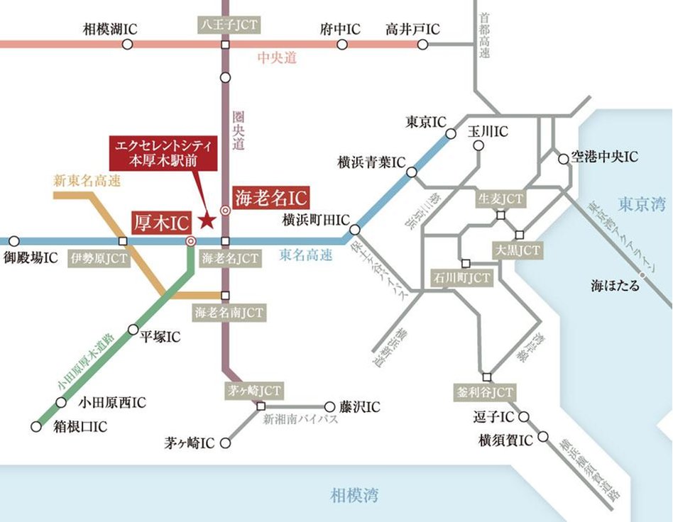 エクセレントシティ本厚木駅前の交通アクセス図