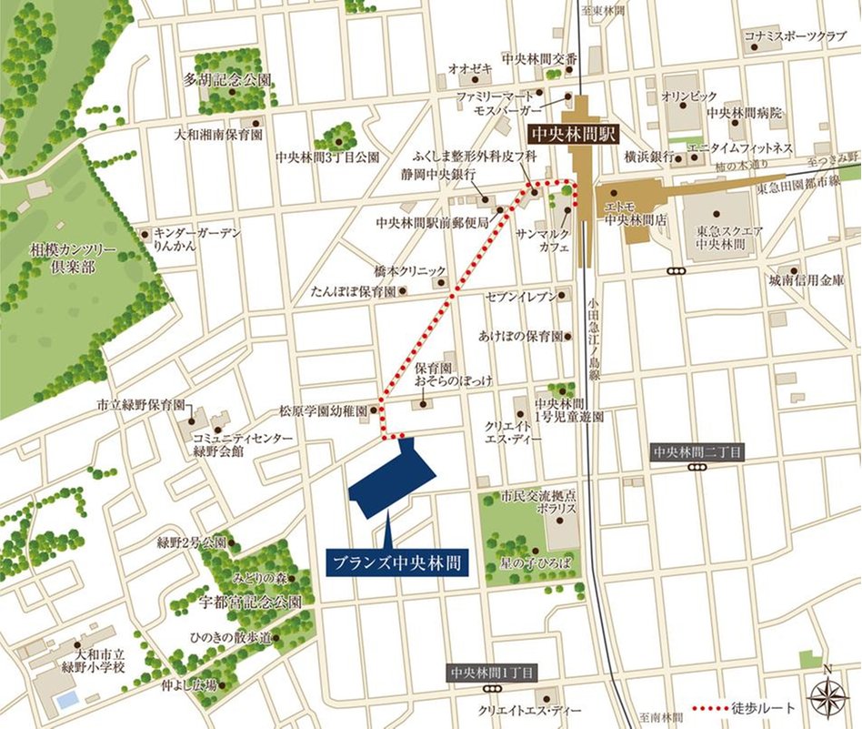 ブランズ中央林間の現地案内図