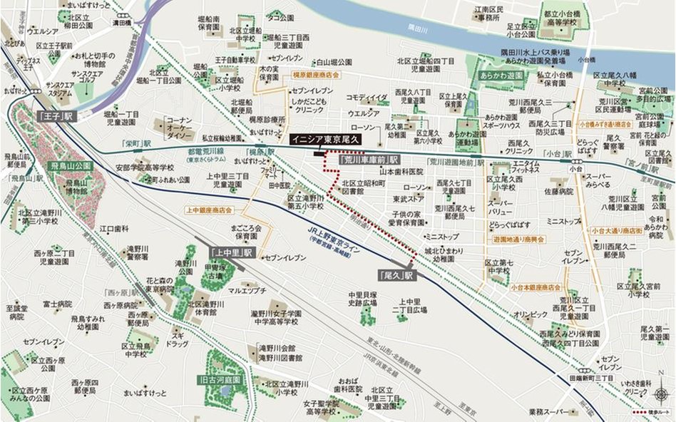イニシア東京尾久の現地案内図