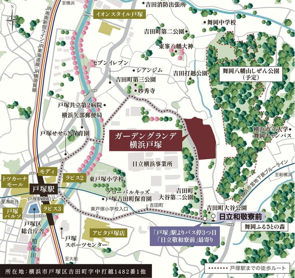 ガーデングランデ横浜戸塚の現地案内図