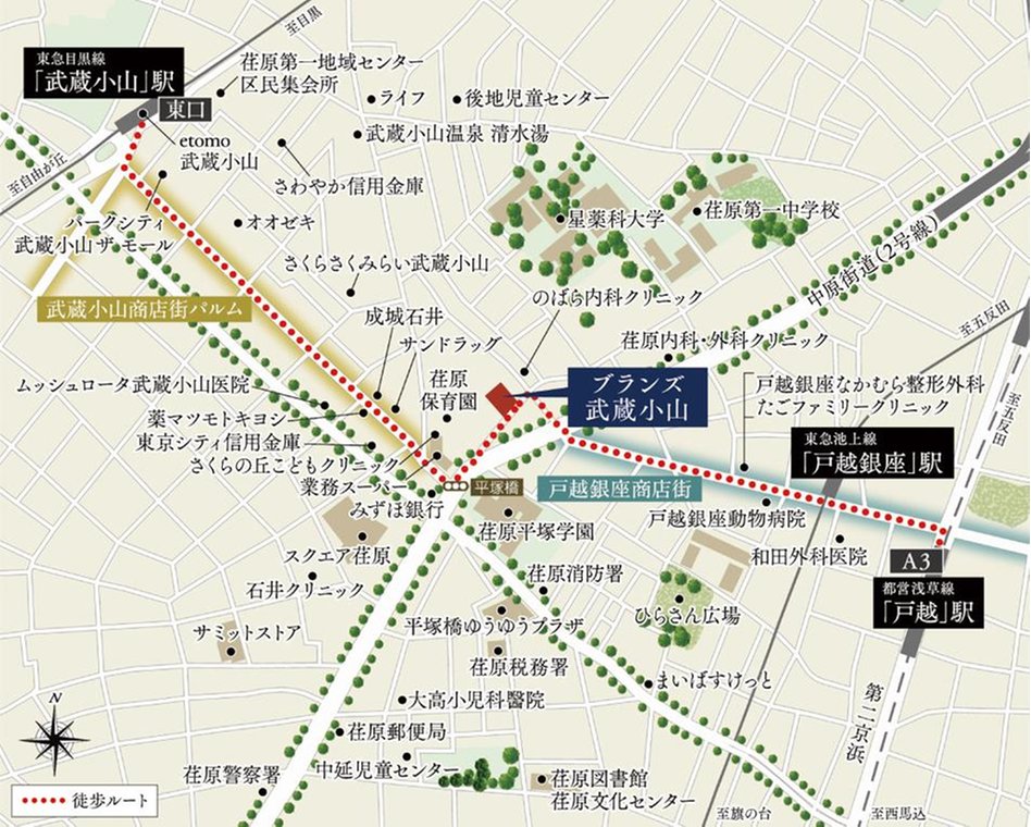 ブランズ武蔵小山の現地案内図