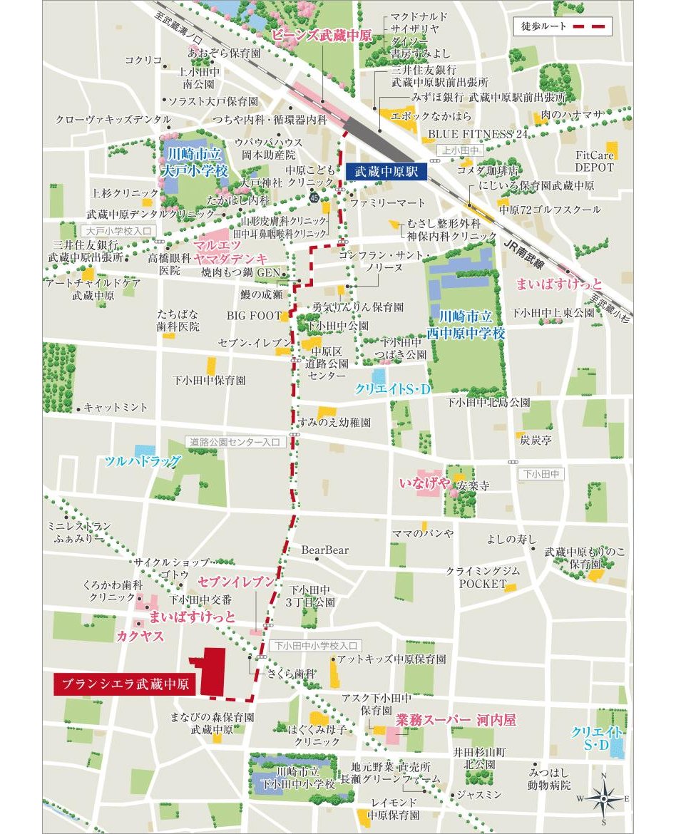 ブランシエラ武蔵中原の現地案内図