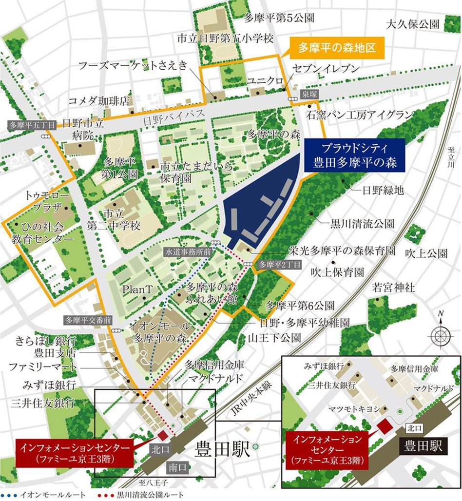 プラウドシティ豊田多摩平の森の現地案内図