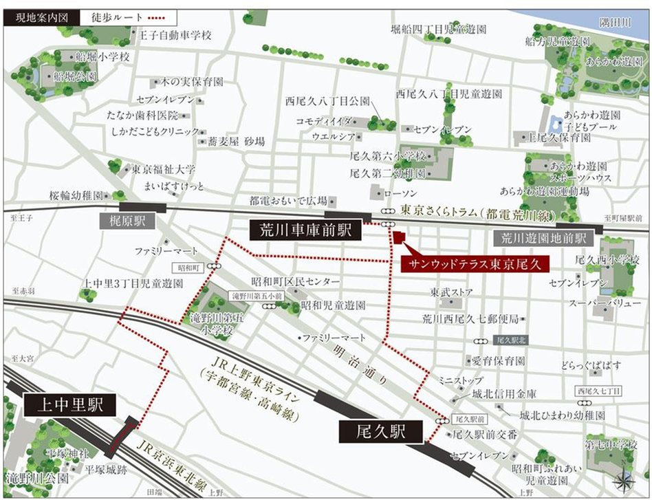 サンウッドテラス東京尾久の現地案内図