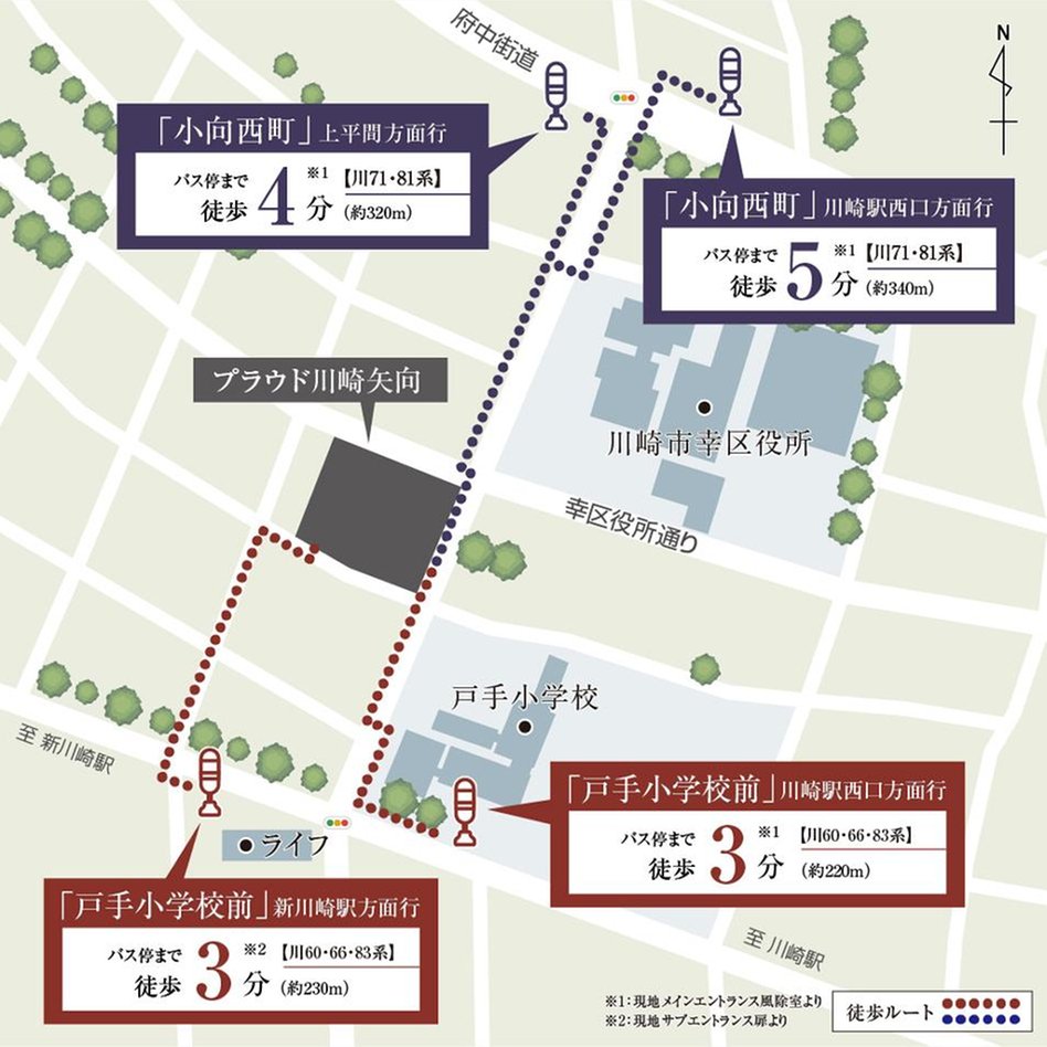プラウド川崎矢向の現地案内図