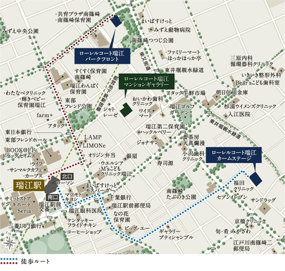 ローレルコート瑞江パークフロント／カームステージの現地案内図