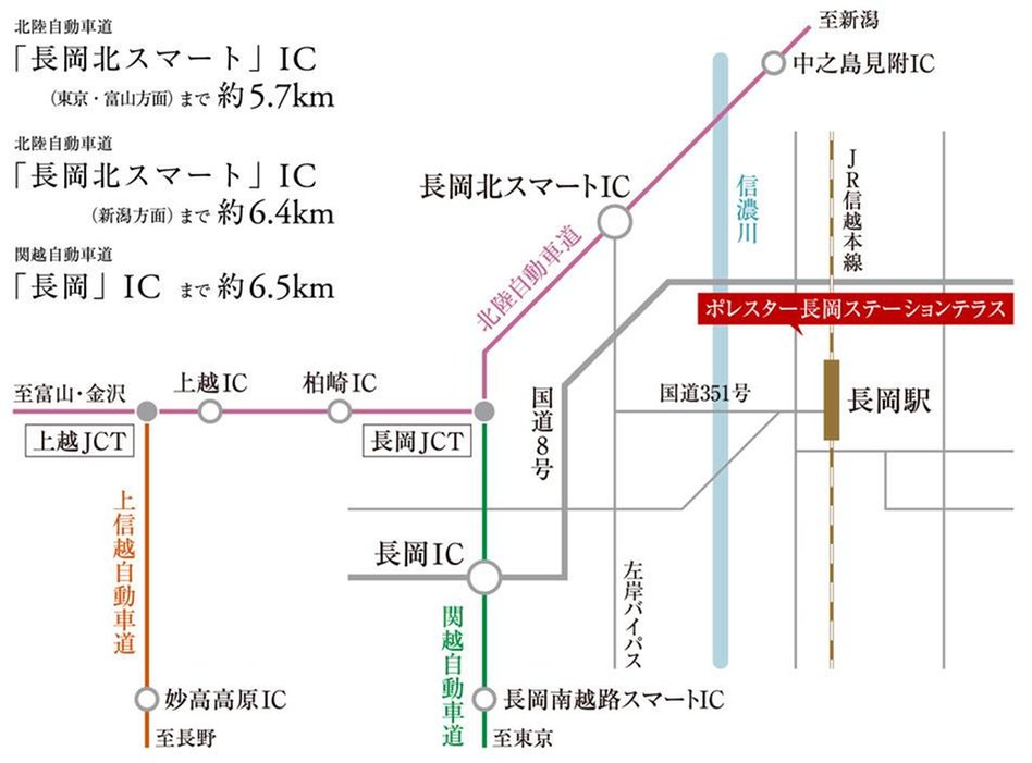 ポレスター長岡ステーションテラスの交通アクセス図
