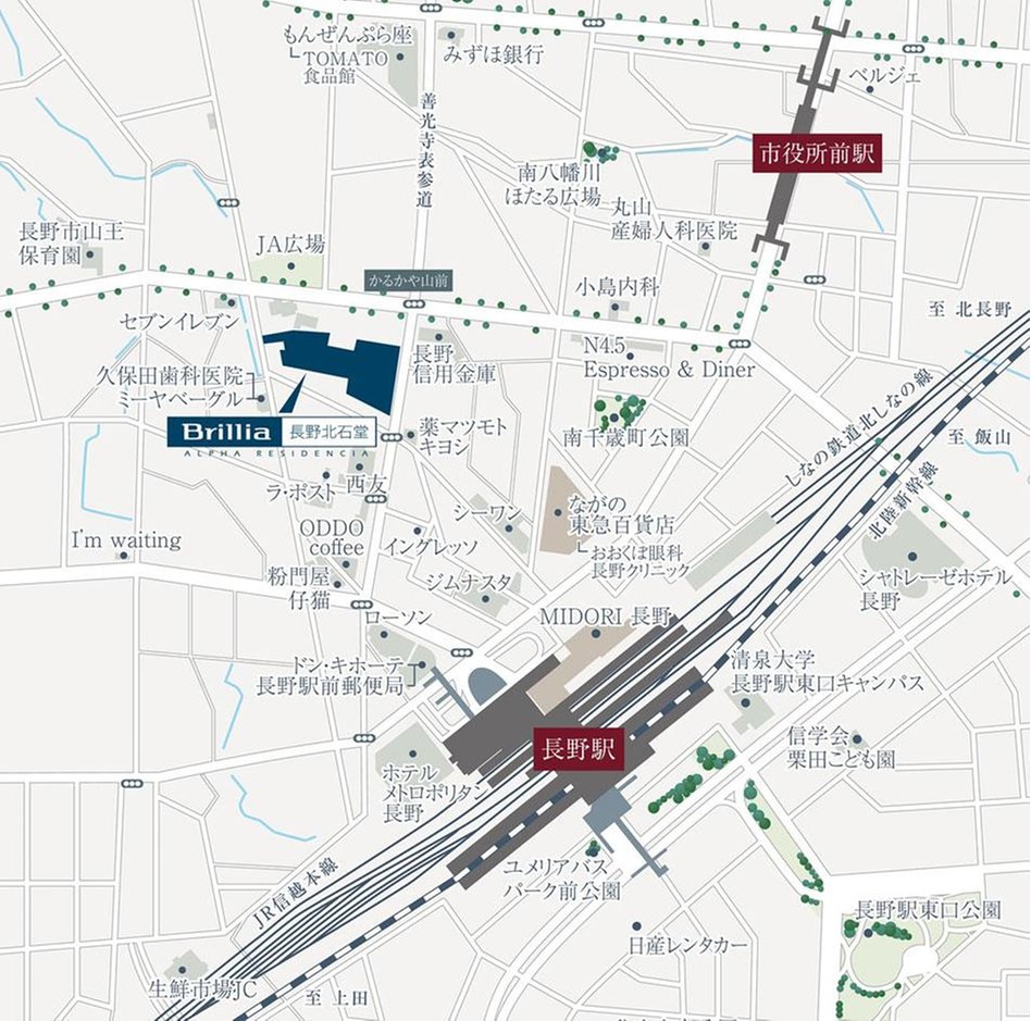 Brillia(ブリリア) 長野北石堂 ALPHA RESIDENCIAの現地案内図