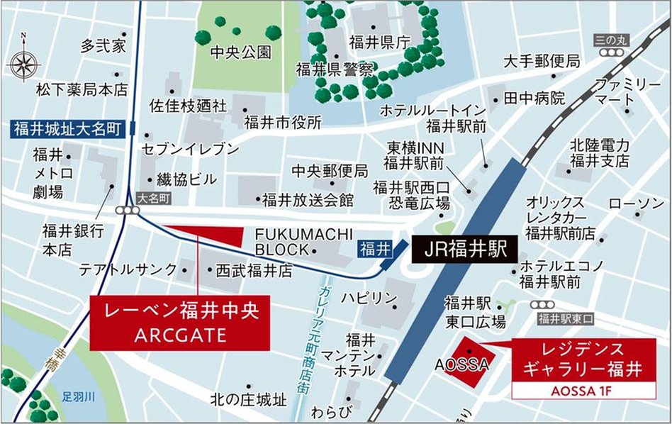 レーベン福井中央ARCGATEの現地案内図