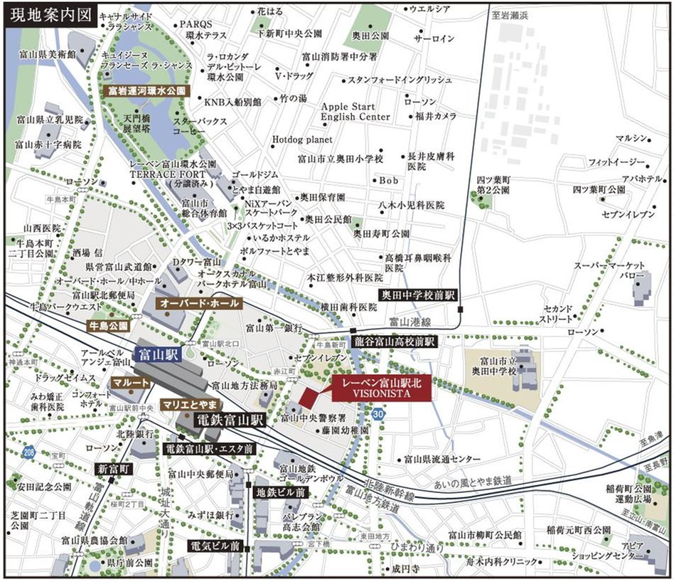 レーベン富山駅北VISIONISTAの現地案内図