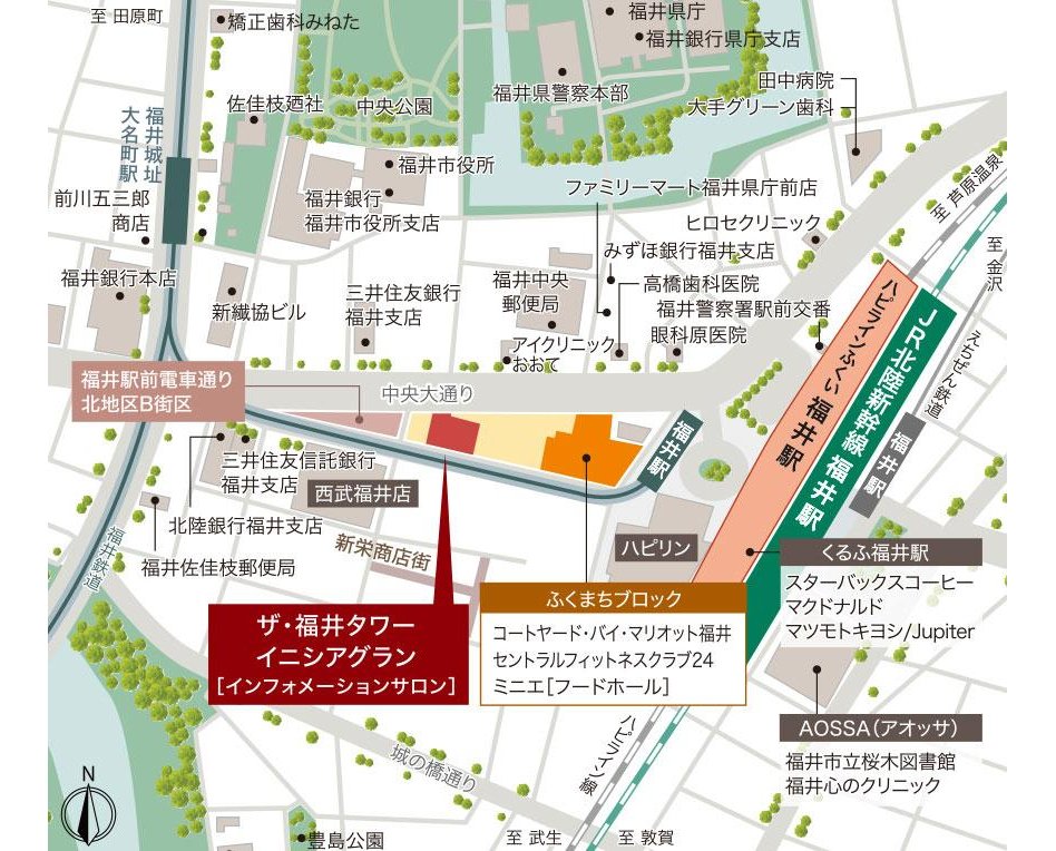 ザ・福井タワー イニシアグランの現地案内図