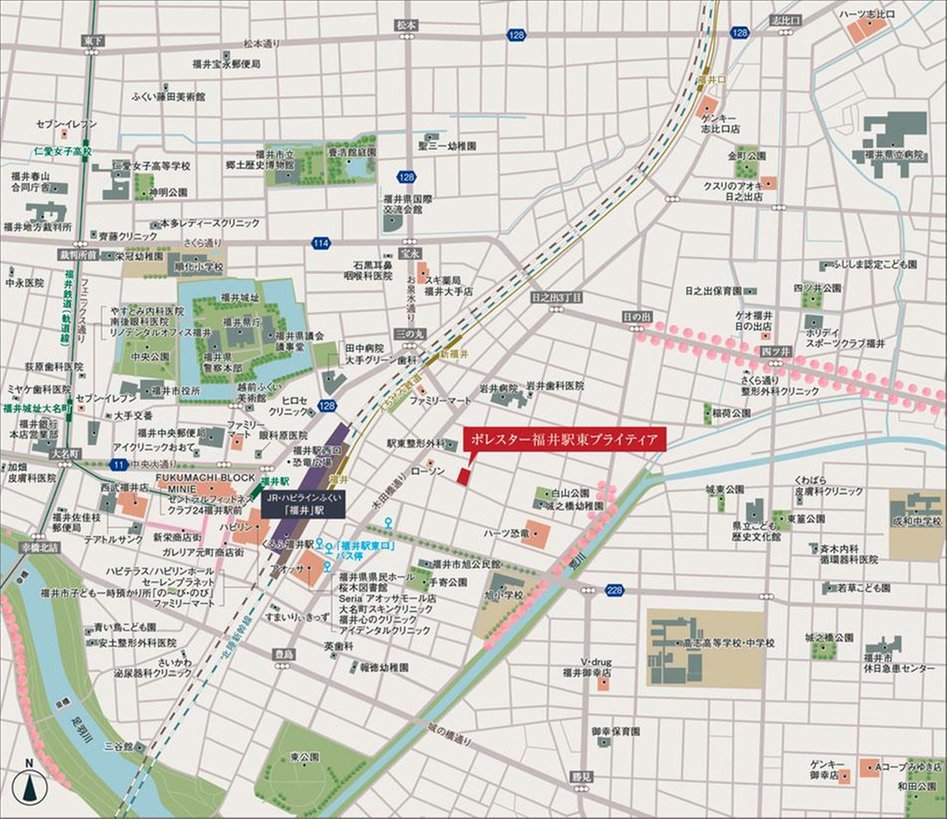 ポレスター福井駅東ブライティアの現地案内図