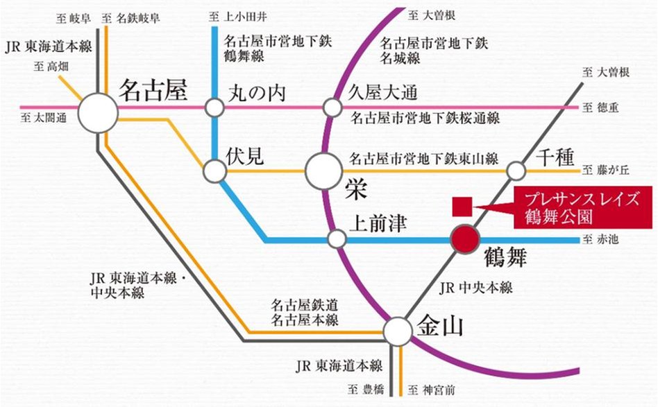 プレサンス レイズ 鶴舞公園の交通アクセス図