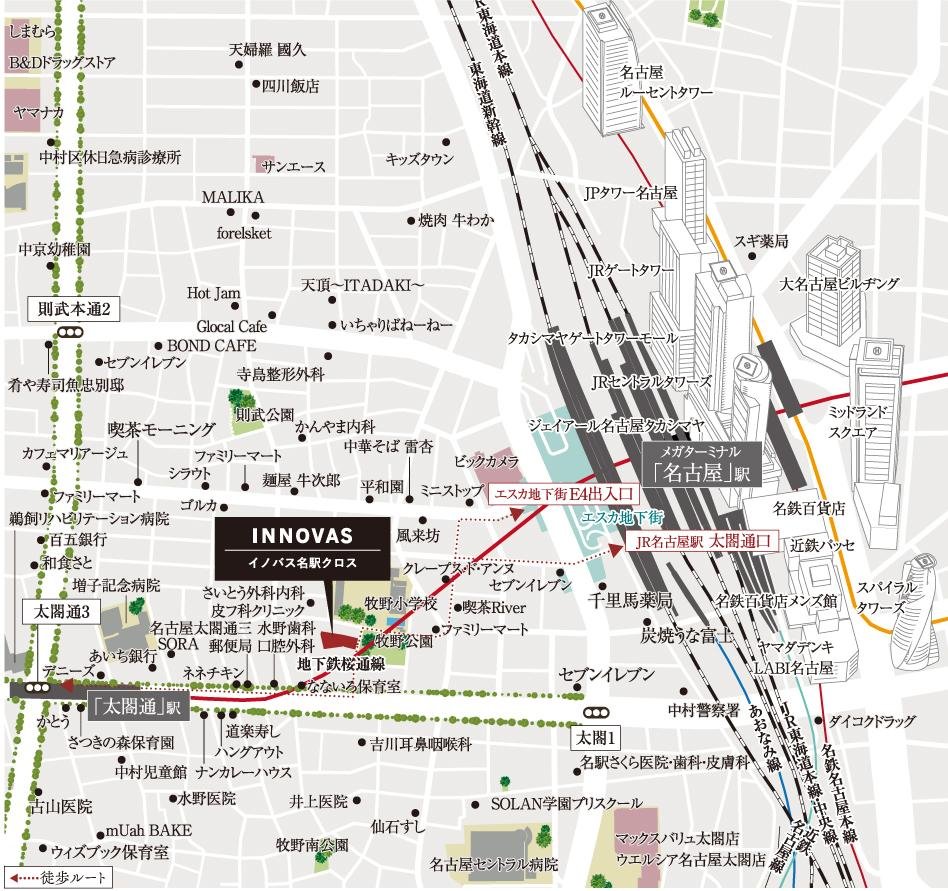 イノバス名駅クロスの現地案内図