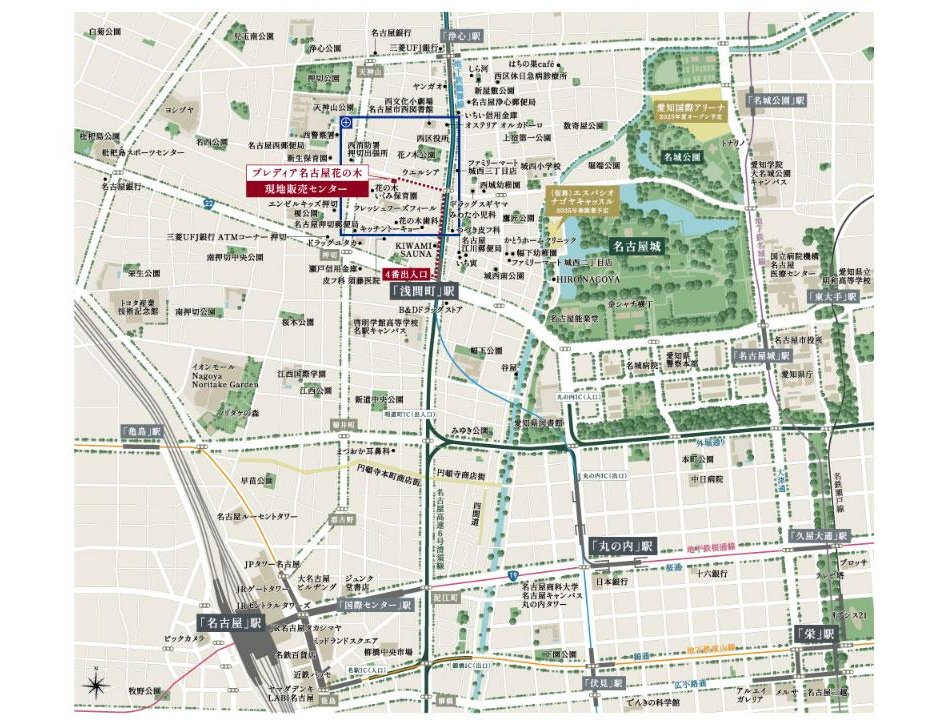 プレディア名古屋花の木の現地案内図