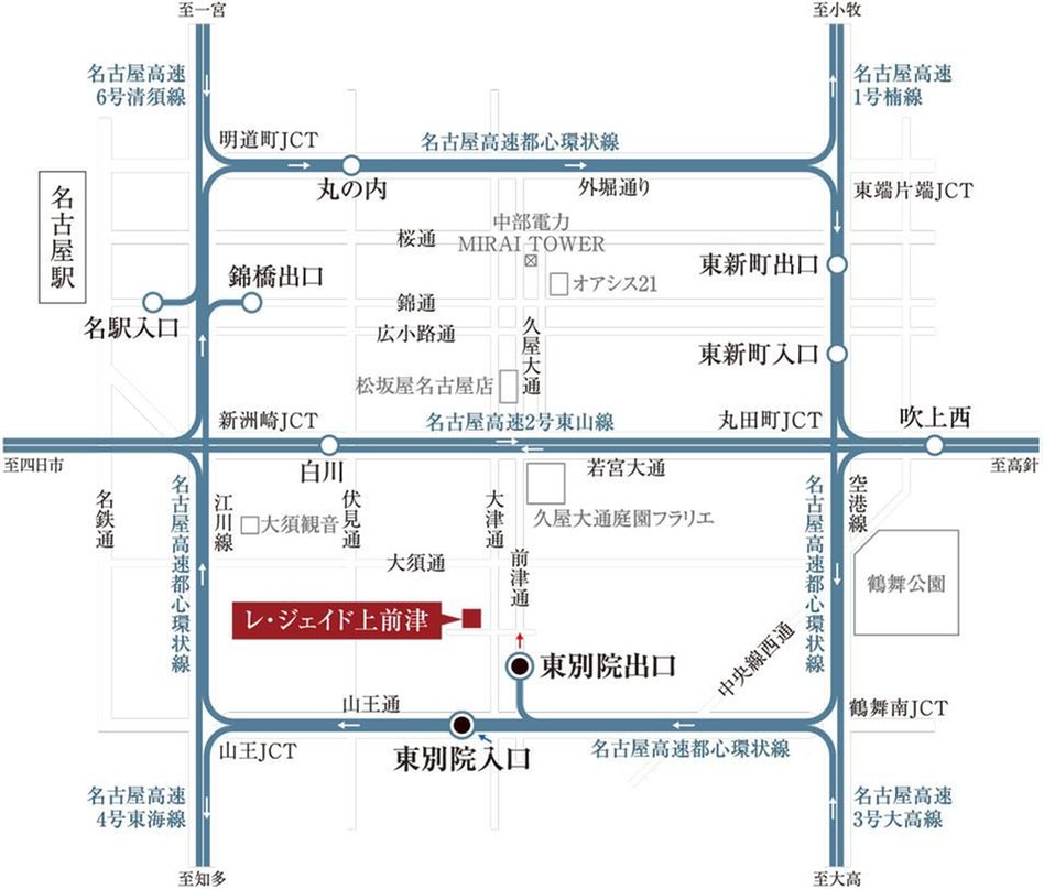 レ・ジェイド上前津の交通アクセス図