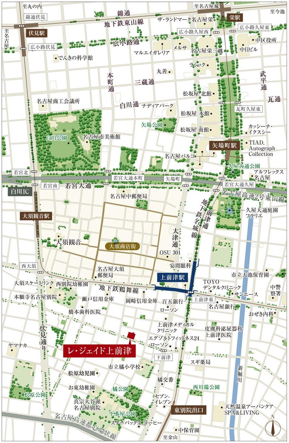 レ・ジェイド上前津の現地案内図