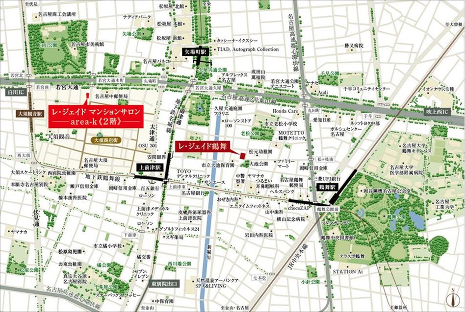 レ・ジェイド鶴舞の現地案内図