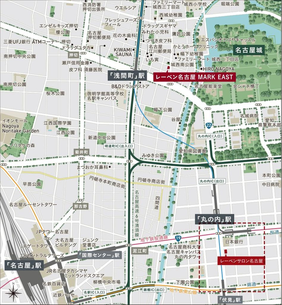 レーベン名古屋 MARK EASTの現地案内図