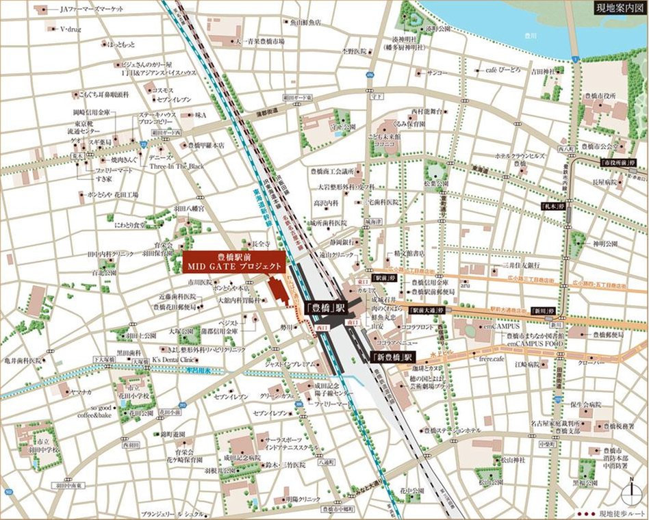 豊橋駅前MID GATE プロジェクトの現地案内図