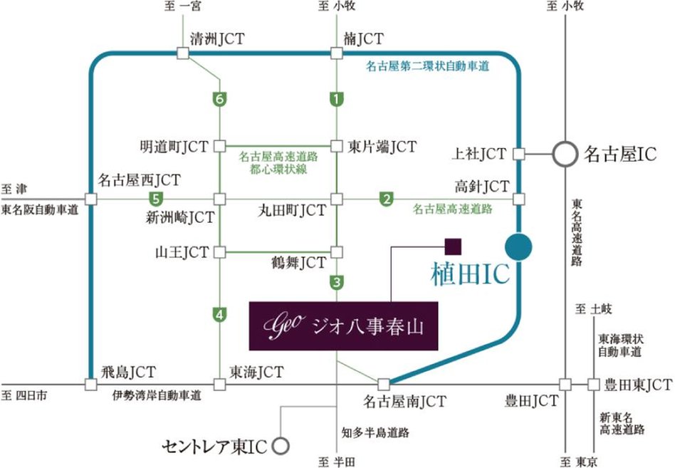ジオ八事春山の交通アクセス図