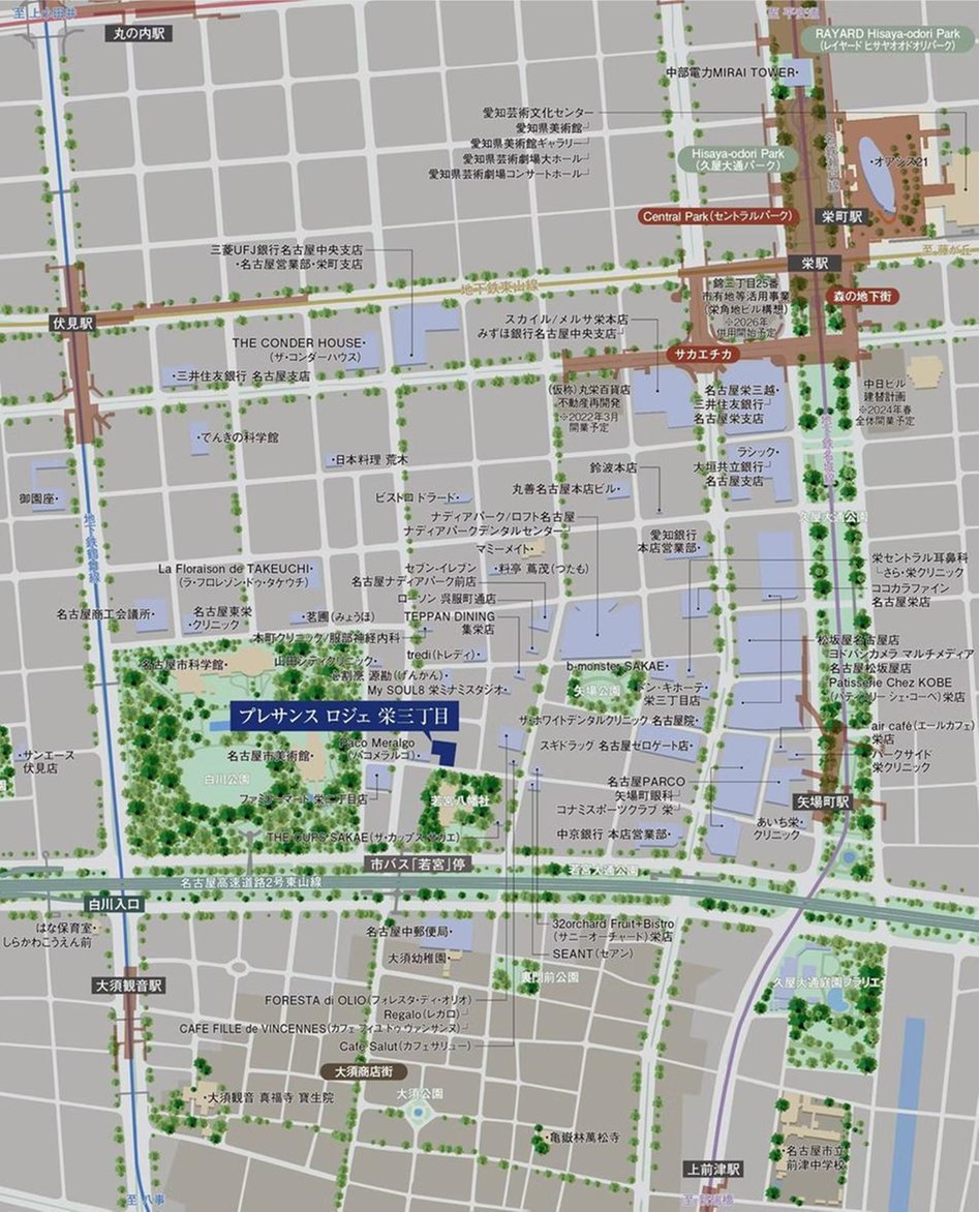 プレサンス ロジェ 栄三丁目の現地案内図